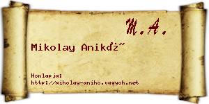 Mikolay Anikó névjegykártya